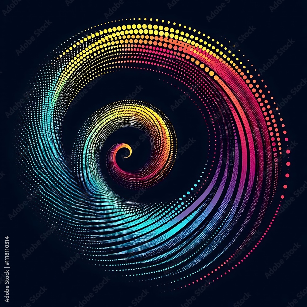 Colorful spiral design with dynamic wave patterns. Colorful spiral design with dynamic wave patterns.