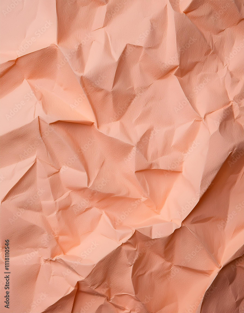 Fototapeta premium Peach Crinkled Paper Texture Background Abstract Design Element