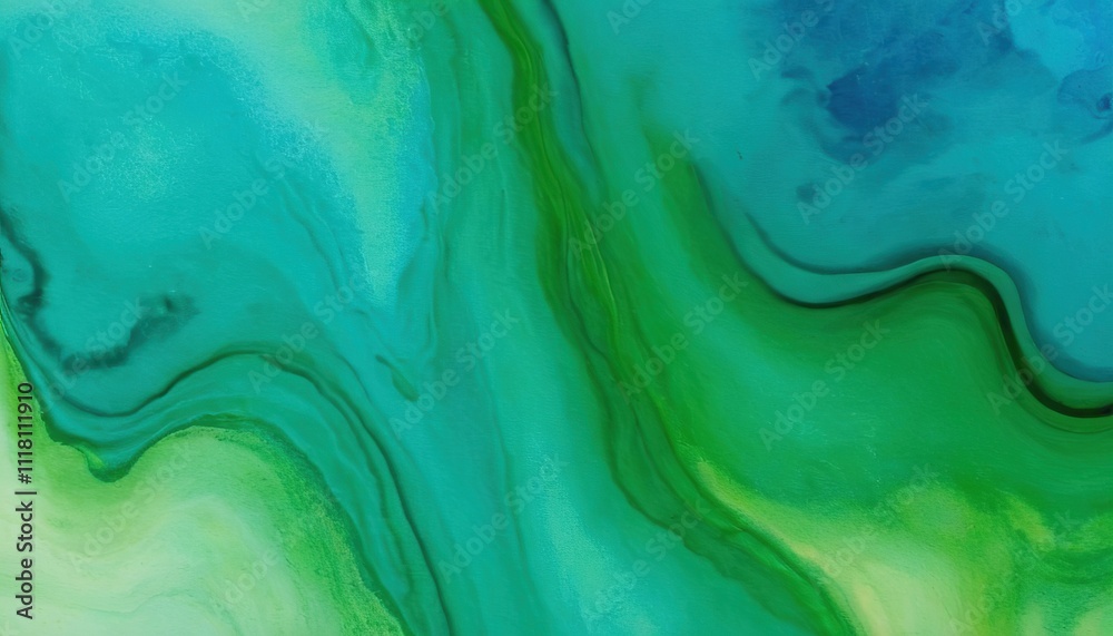 Fototapeta premium green and blue marbling texture creative background with abstract waves liquid art style painted with oil 89