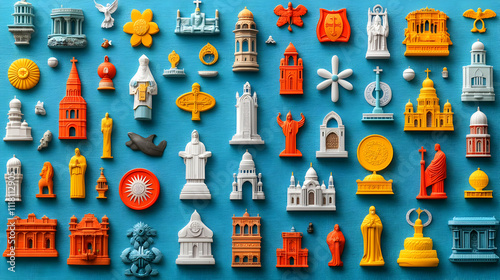 Plain Faith Unity Symbols concept as Plain background vector of faith unity symbols from various religions designed for World Religion Day infographics symbolizing unity and mutual respect. in  Photo  photo