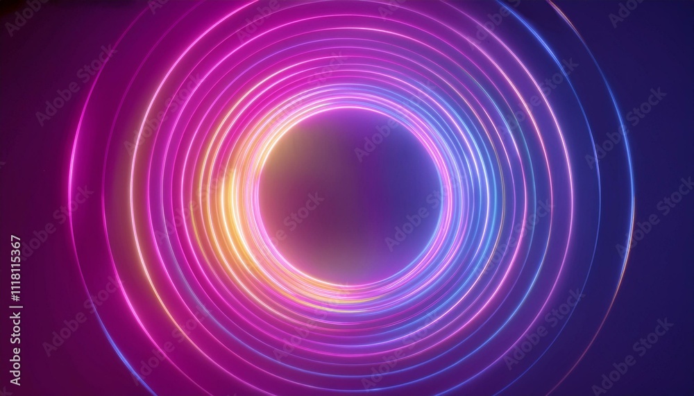 The concept of happiness and new beginnings: Abstract glowing spiral, vibrant colors representing renewal and happiness.