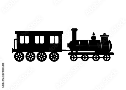 Retro tourist train Machine Logo Design silhouette