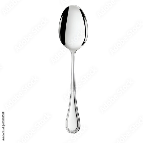shiny silver spoon with reflective surface and elegant design, perfect for dining.  png ,image transparent