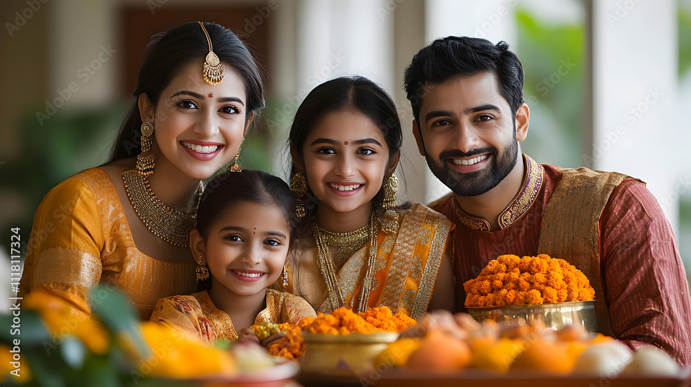 Pongal Family Photo Session concept as Families posing for Pongal themed photos with traditional attire and decorations capturing memories and festive joy ideal for magazine advertisement with copy sp Pongal Family Photo Session concept as Families posing for Pongal themed photos with traditional attire and decorations capturing memories and festive joy ideal for magazine advertisement with copy sp