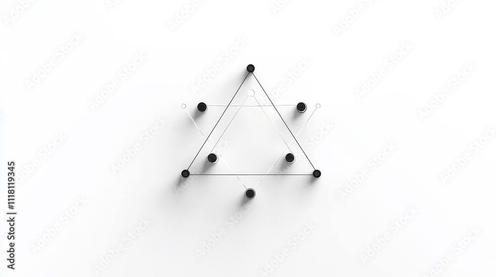 A triangle made of three balls with one orange, one blue and one black A triangle made of three balls with one orange, one blue and one black