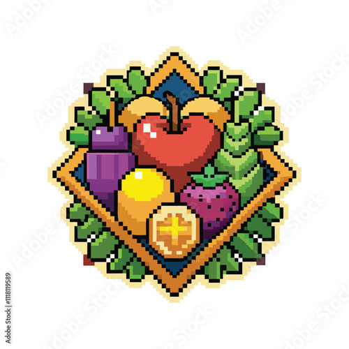 Unique gaming pixel art vegetable fruits vector art design