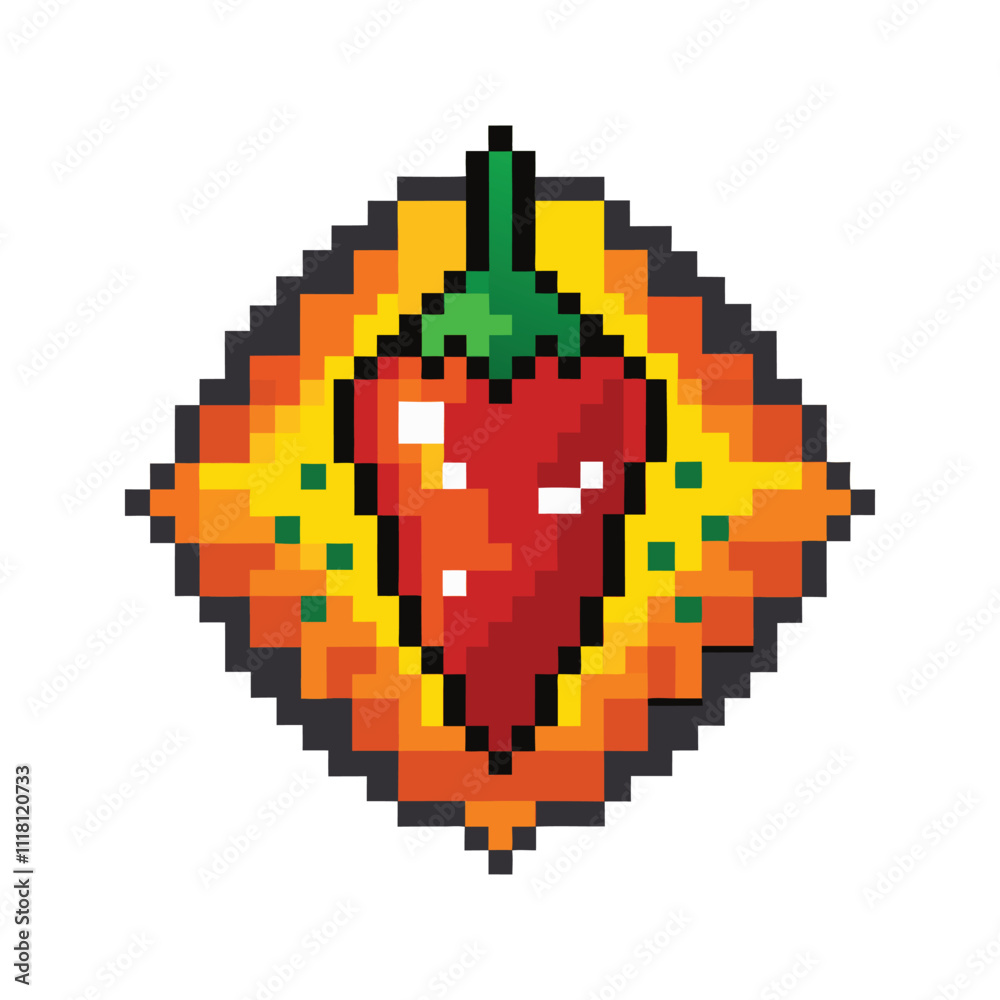 Unique gaming pixel art vegetable fruits vector art design Unique gaming pixel art vegetable fruits vector art design