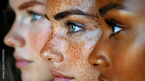 Portrait Shared Faith Reflection concept as Portrait close up of individuals from different faiths reflecting on their shared beliefs symbolizing unity and mutual respect for World Religion Day magazi photo