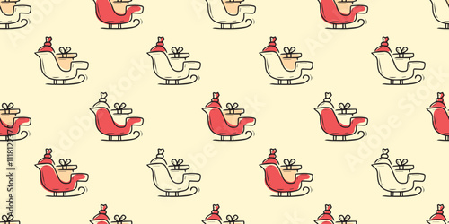 A lot of gift for the New Year. Seamless pattern with gifts. Pattern for gift wrapping. New Year's gift. Gift box with a red bow.