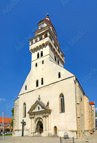 Obraz na płótnie Square with the Parish Church St. Michael, in the heart of Town Skalica, Slovakia w salonie