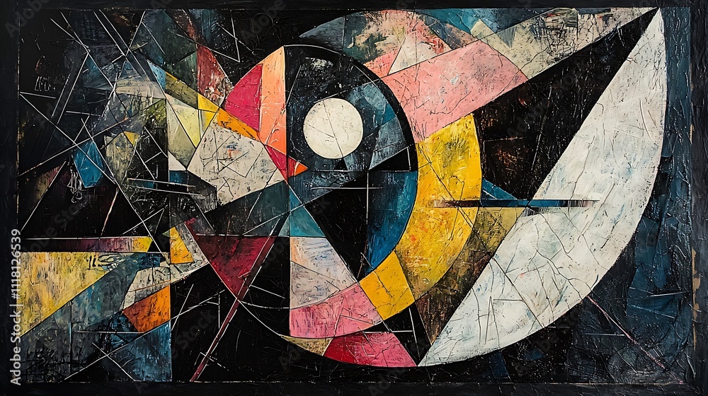 Fototapeta premium Abstract Geometric Art with Vibrant Colors and Bold Shapes