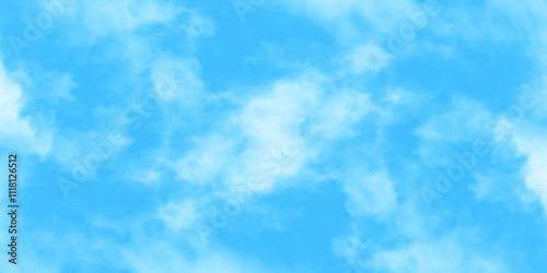 Blue sky with white clouds background, Romantic sky, nature background of romantic summer blue sky with fluffy clouds, Beautiful puffy clouds in bright blue sky in day sunlight.