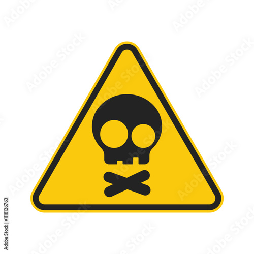 Isolated triangle safety sign danger, poison, toxic warning with illustration head of skull and bones