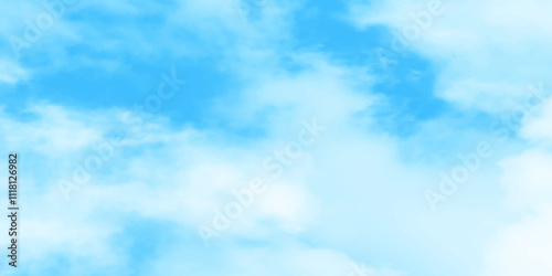 Blue sky with white clouds background, Romantic sky, nature background of romantic summer blue sky with fluffy clouds, Beautiful puffy clouds in bright blue sky in day sunlight.