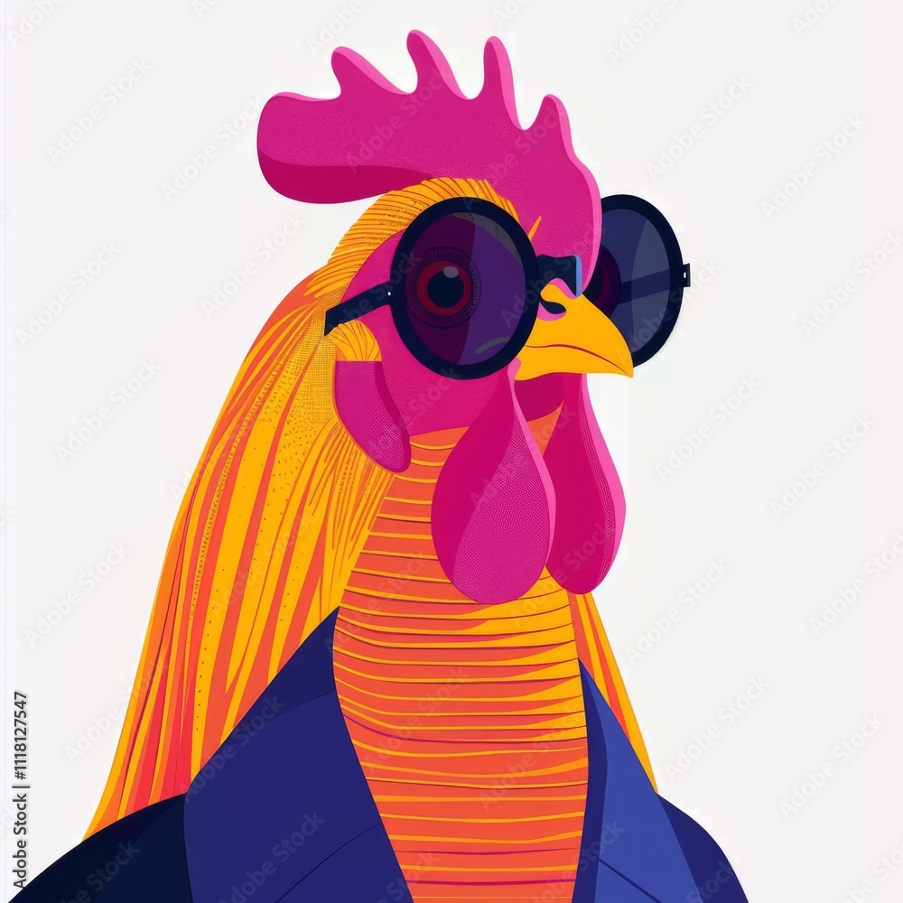 Fototapeta premium Cheerful Chicken-Girl in Bright Tones