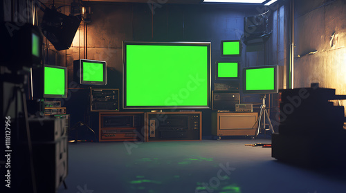 3d rendered green screen television