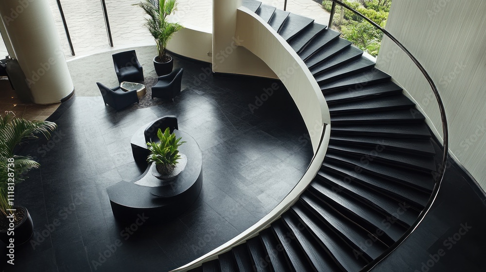 Fototapeta premium Modern Staircase in a Minimalist Lobby