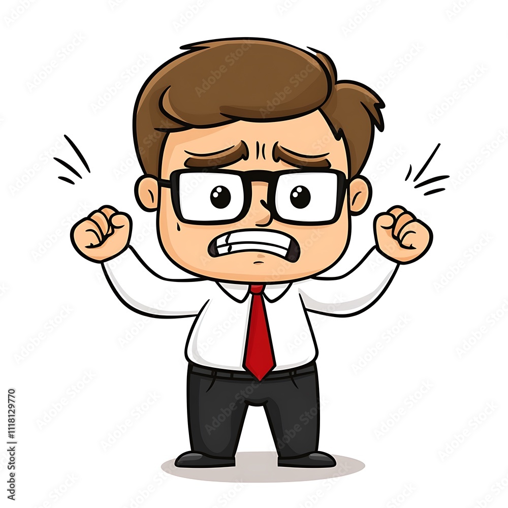 Cartoon employee showing frustration on a white background Cartoon employee showing frustration on a white background