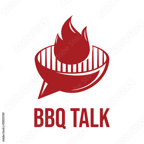 bbq talk flat minimalist logo design