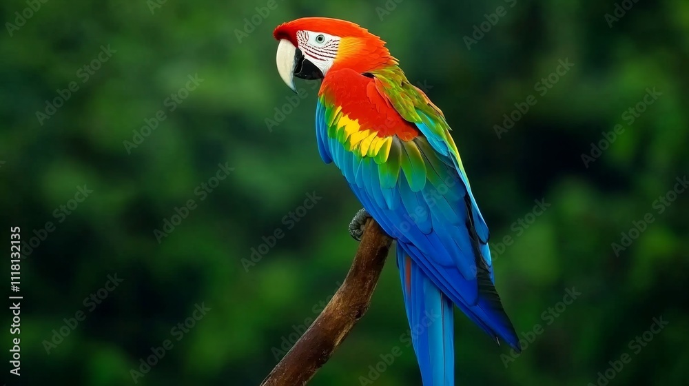 Fototapeta premium Stunning Colorful Macaw in Lush Green Forest