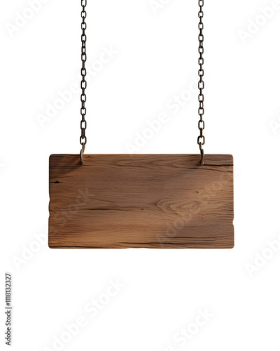 Blank Wooden Sign Hanging on Chains