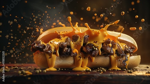 Realistic illustration of philly cheesesteak