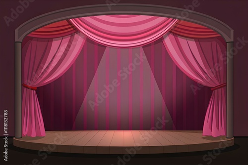 pink stage background, stage with curtains