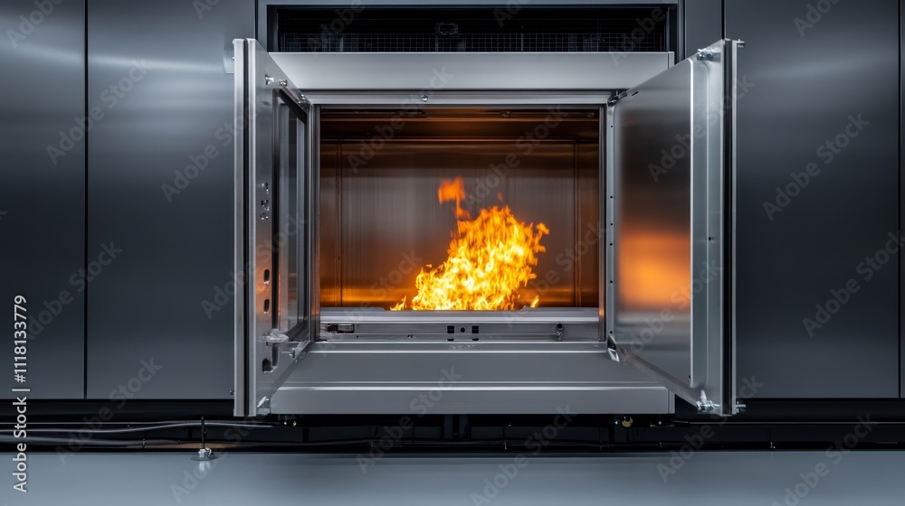 A small fire is burning in a metal container A small fire is burning in a metal container