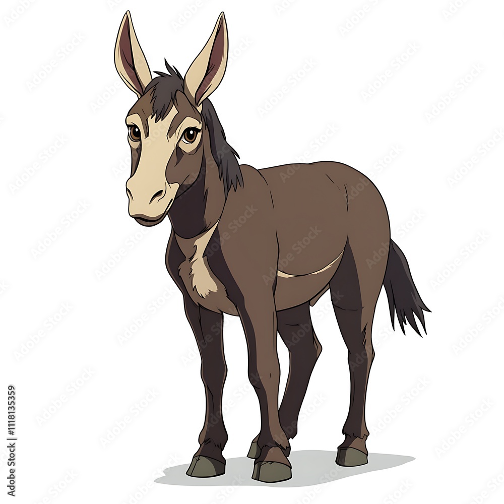 Mule character in anime style on a white background Mule character in anime style on a white background