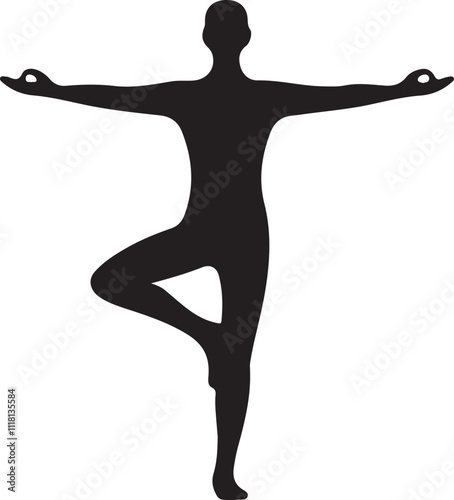 Elegant illustration of a woman practicing yoga in silhouette form.