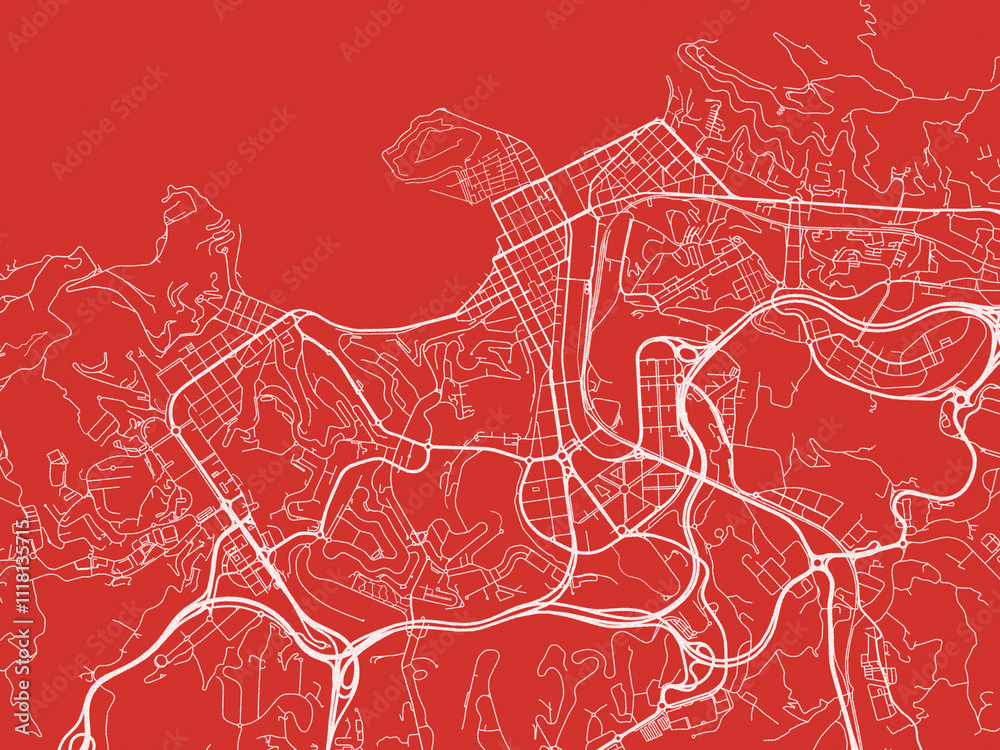 Christmas Map of San Sebastian, Spain in Snowy White on Festive Red Background. Christmas Map of San Sebastian, Spain in Snowy White on Festive Red Background.