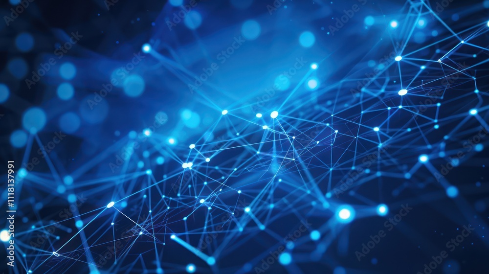 Abstract Blue Network of Connected Dots