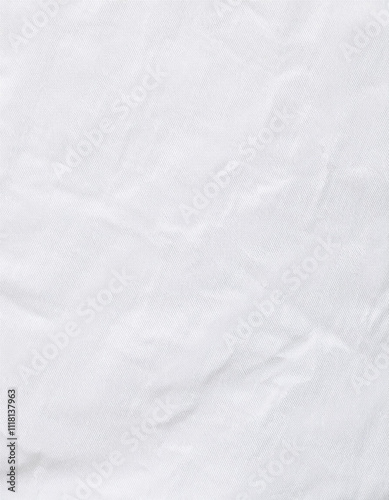 White Fabric Texture Wrinkled Cotton Background Closeup Detail