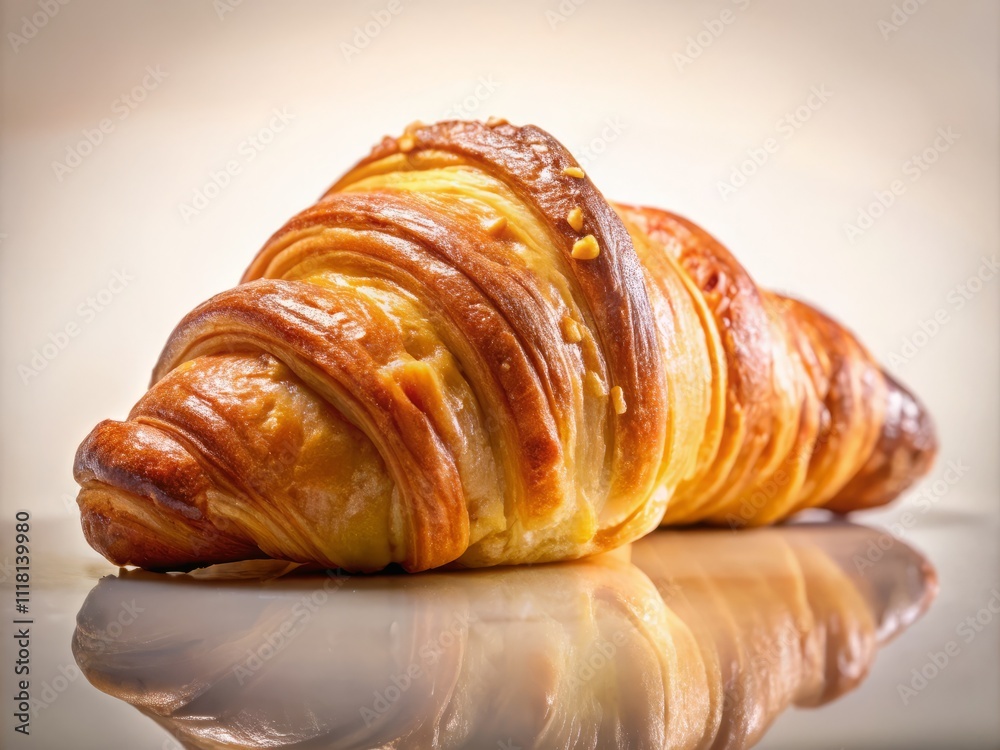 Exquisite Croissant on a Crisp White Background: A Deliciously Flaky Delight Perfect for Breakfast or Pastry Lovers, Showcasing Its Golden Brown Color and Textured Layers