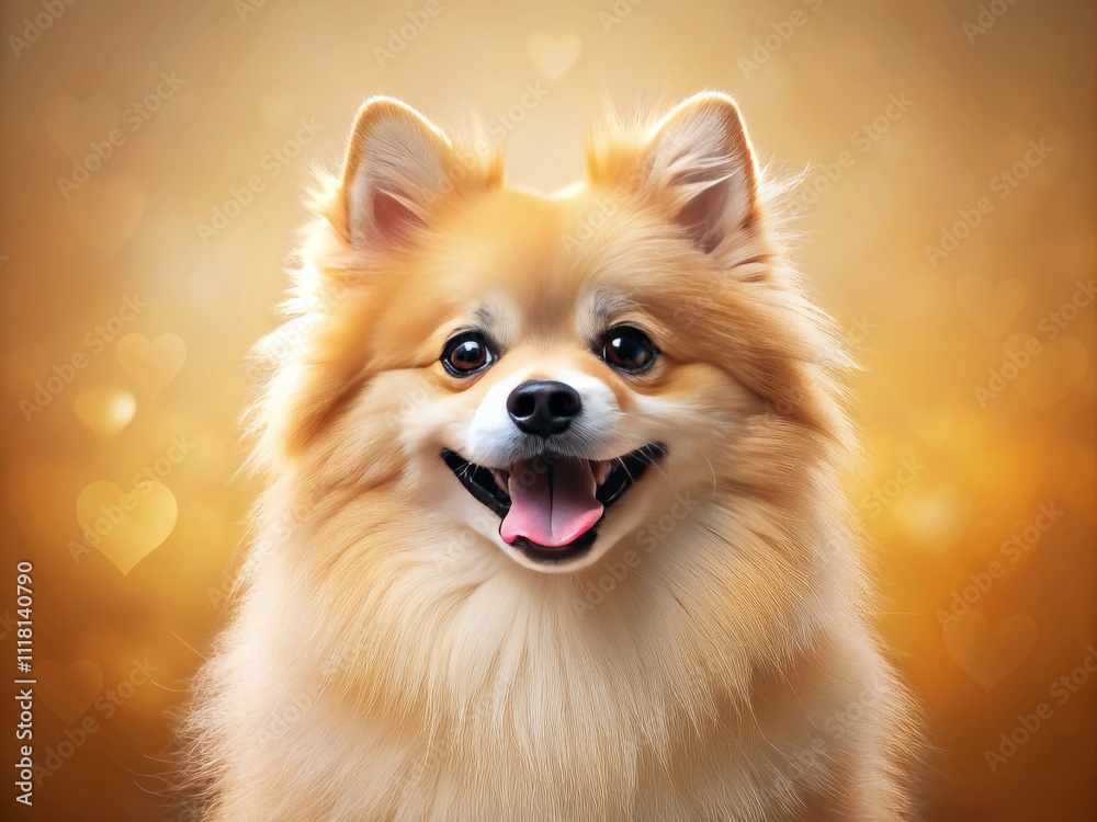 Obraz premium Grinning Guardian: An Illustration of a Joyful Spitz Dog Spreading Love with Its Cheerful Expression, Perfect for Heartwarming Designs and Family-Friendly Themes