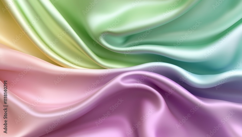 Fototapeta premium Iridescent Metallic Background with Wavy Texture, Shiny Purple, Green, and Blue Colors