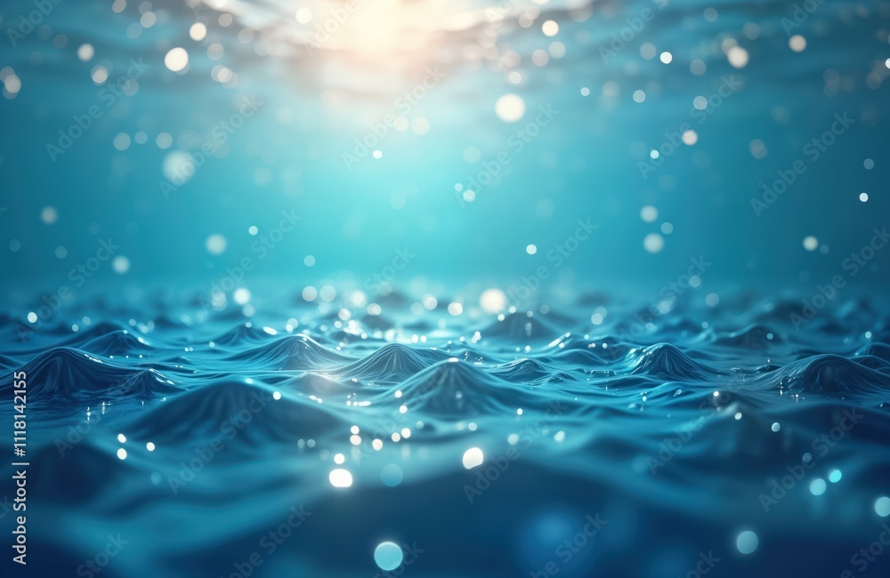 Abstract blue water surface with gentle waves, light reflections. Ripples, light caustic effect create dynamic underwater scene. Generative AI artwork portrays calmness, beauty of liquid. Smooth Abstract blue water surface with gentle waves, light reflections. Ripples, light caustic effect create dynamic underwater scene. Generative AI artwork portrays calmness, beauty of liquid. Smooth
