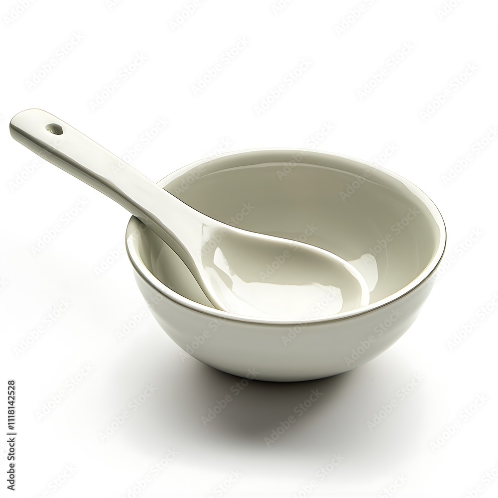 Anime soup ladle with a deep bowl on a white background Anime soup ladle with a deep bowl on a white background