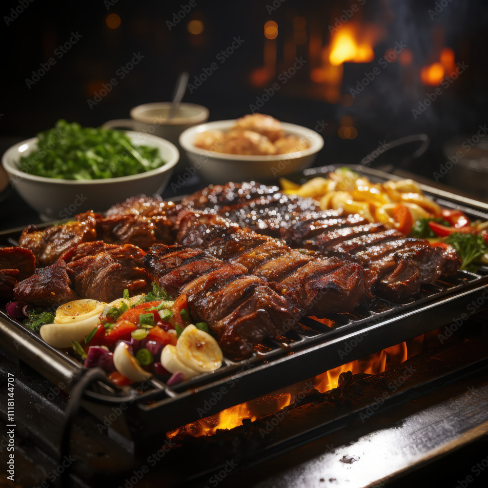 Traditional korean galbi grill a flavorful journey with steamy atmosphere and authentic banchan sides Traditional korean galbi grill a flavorful journey with steamy atmosphere and authentic banchan sides