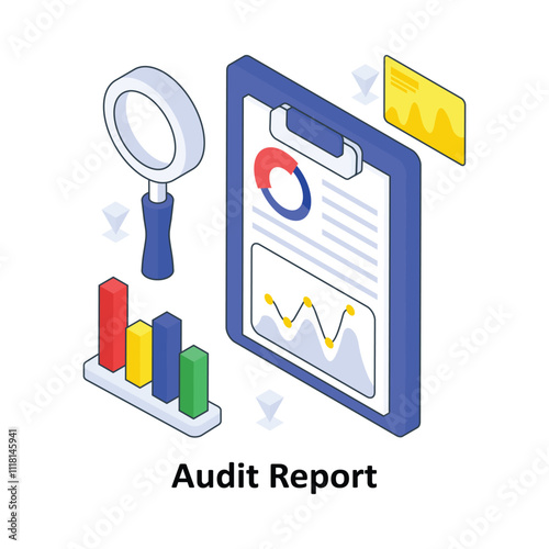 Audit Report isometric Colored illustration. EPS File stock illustration