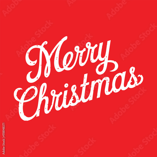 Merry Christmas typography in white color with red background