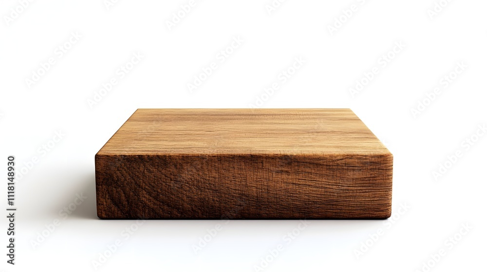 Square Block of Rustic Brown Wood Isolated on White Square Block of Rustic Brown Wood Isolated on White