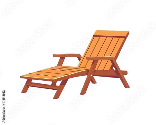 Wooden Deck Chair with Footrest