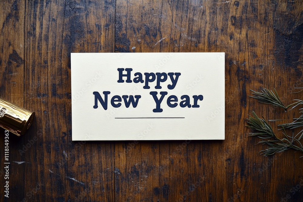 Obraz premium A simple yet elegant New Year greeting card design featuring minimalist aesthetics to convey warm wishes for the upcoming year in a classic manner.