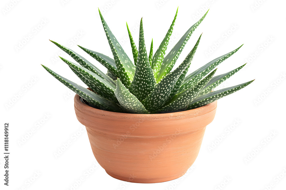 Spotted Aloe Vera in Terracotta Pot