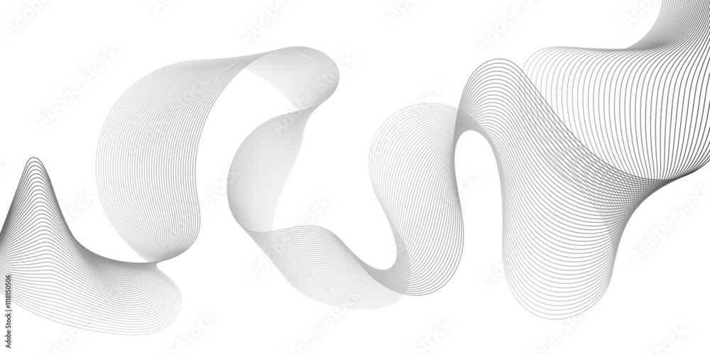 Fototapeta premium Multicolor gradient wave lines vector background, twisted curve lines and blend effect, frequency sound wave lines, 3d contour line patterned background illustration. 