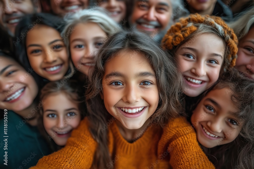 Happy diverse family takes a selfie outdoors. Grandparents children parents and kids all smile warmly together. Joyful celebration is evident. Likely a family photo in a park or similar outdoor space. Happy diverse family takes a selfie outdoors. Grandparents children parents and kids all smile warmly together. Joyful celebration is evident. Likely a family photo in a park or similar outdoor space.