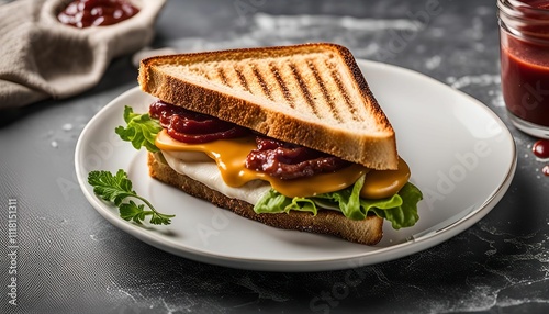 Grilled Cheese Sandwich with Tomato and Lettuce