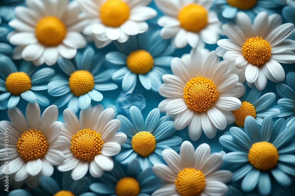 Obraz premium Spring flowers with vibrant colors in a realistic front view pattern design