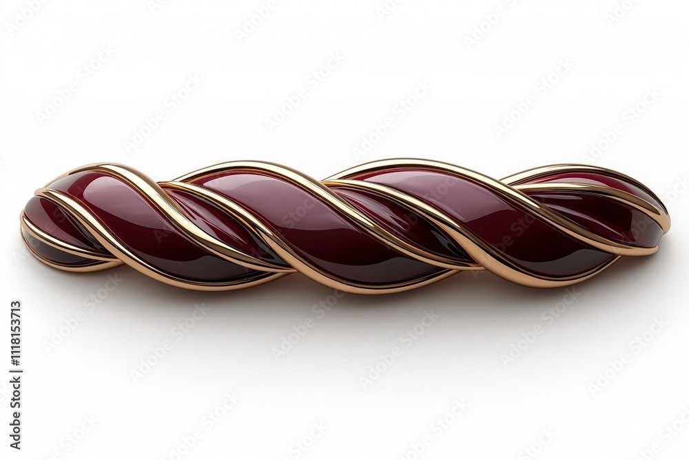 Luxurious red ribbon with golden edges placed on a seamless white background Luxurious red ribbon with golden edges placed on a seamless white background